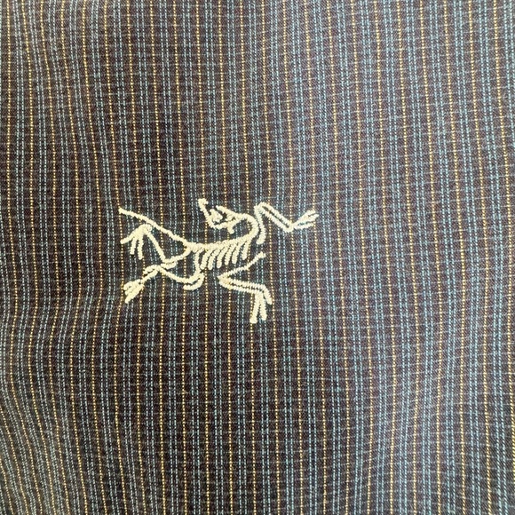Arc'teryx Mens XL Button Front Shirt Short Sleeve Blue Micro Plaid Cotton Blend - Picture 9 of 9